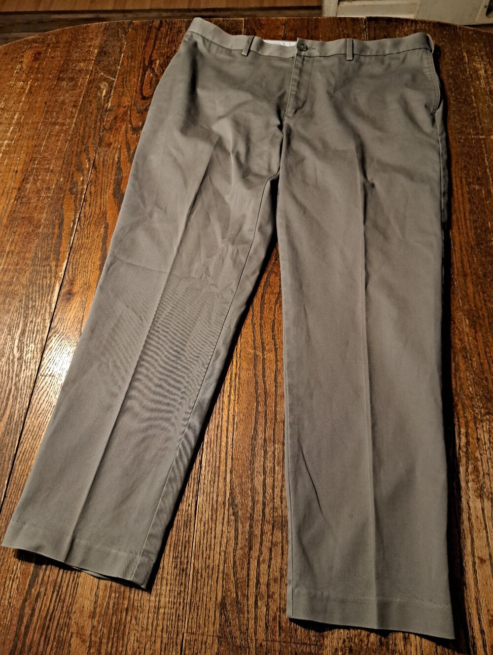 38x30 Savane Grey Flat Front Pants Trousers Slacks Pockets Comfort Waist